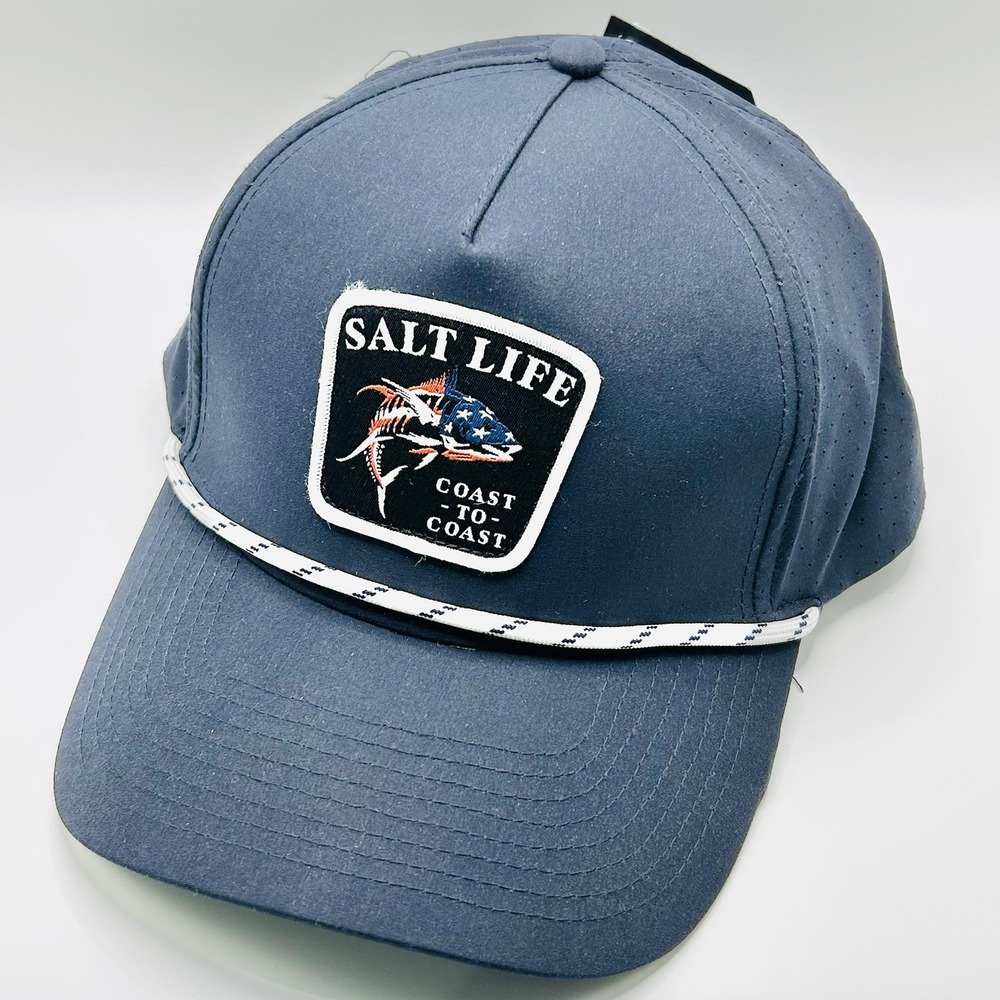 Salt Life Coast to Coast Rope Trucker Hat Cap Snapback Adjustable Blue Fishing
